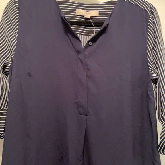 Ann Taylor LOFT navy and white color block shirt dress size Small - Picture 5 of 7